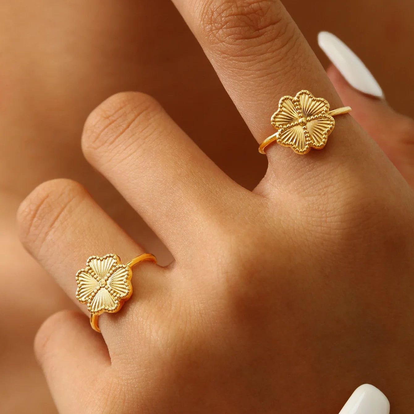 Bague Rétro avec Trèfle à 4 Feuilles