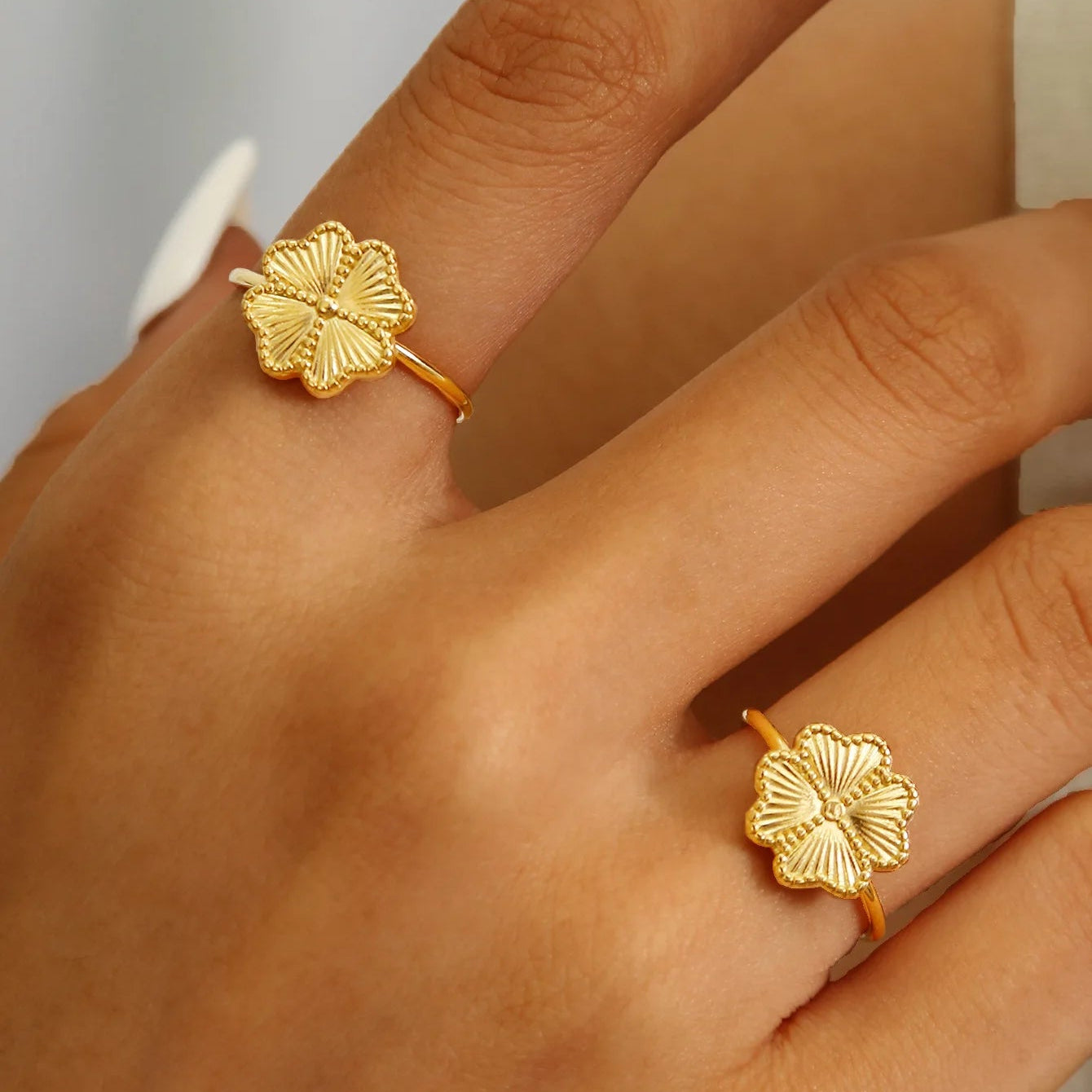 Bague Rétro avec Trèfle à 4 Feuilles