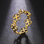 Bague Rétro avec Trèfles à 4 Feuilles pour Femme or