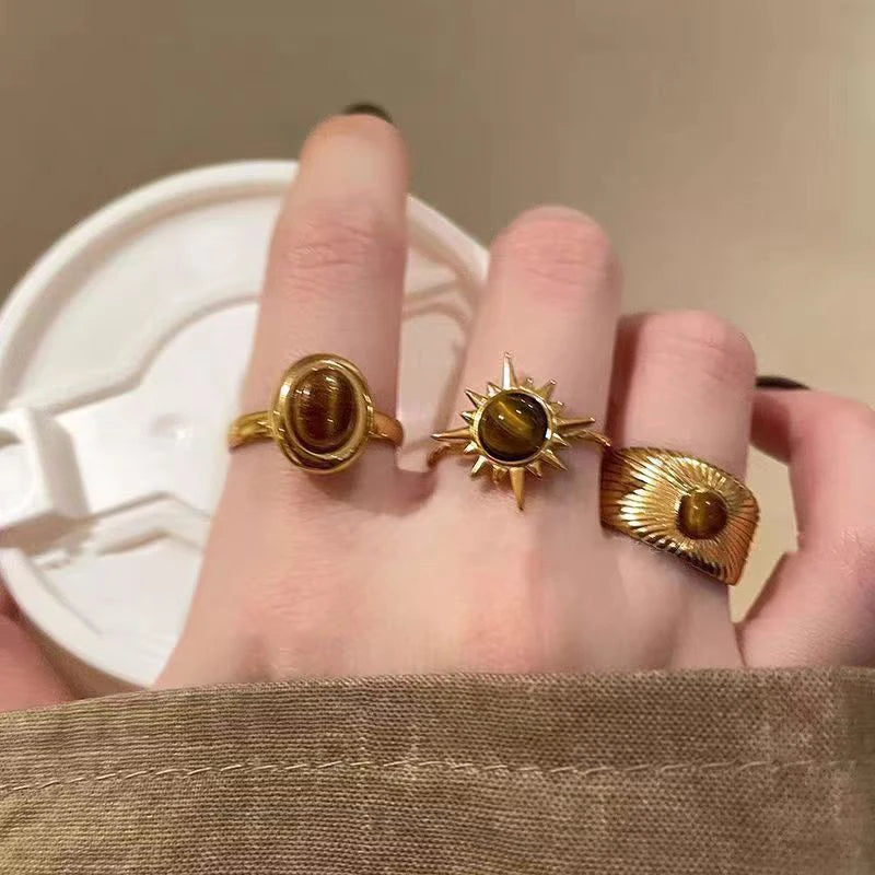Bague Rétro de Protection Oeil de Tigre