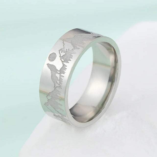 Bague Rétro Montagnes Lion et Soleil argent