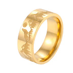 Bague Rétro Montagnes Lion et Soleil or