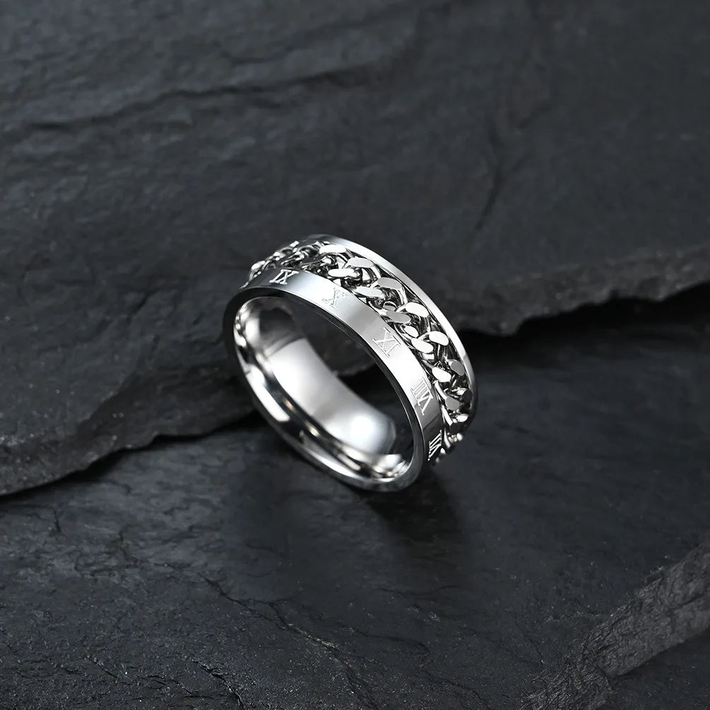 Bague Rotative Anti-Stress pour Homme argent