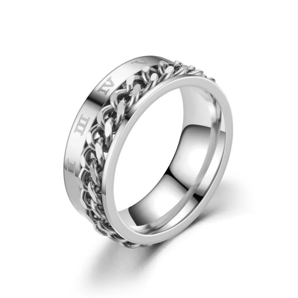Bague Rotative Anti-Stress pour Homme argent