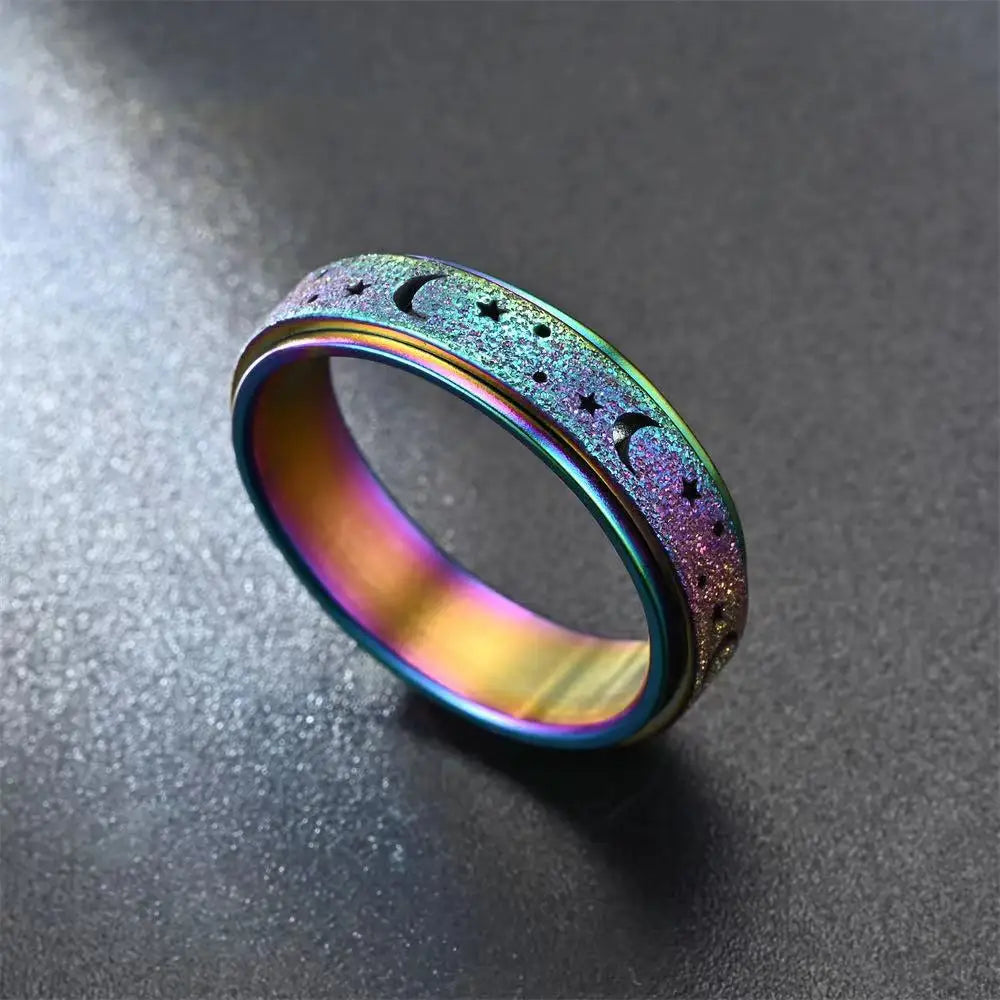 Bague Rotative avec Croissants de Lune pour Homme bleu