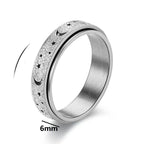 Bague Rotative avec Croissants de Lune pour Homme argent