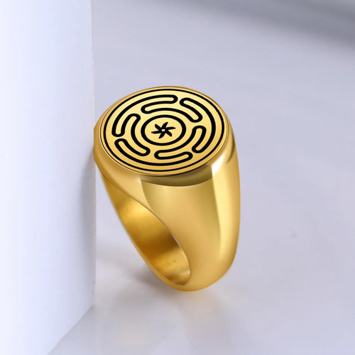 Žiedas Hekatės Ratą Strophalos Wiccan burtai auksas