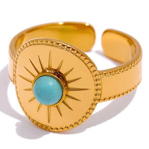 Bague Soleil Avec Pierre Bleue