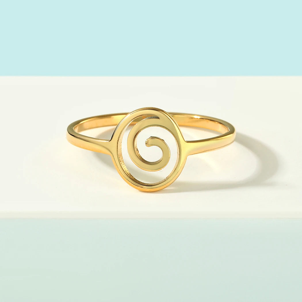 Geometrischer Spiralenring Gold