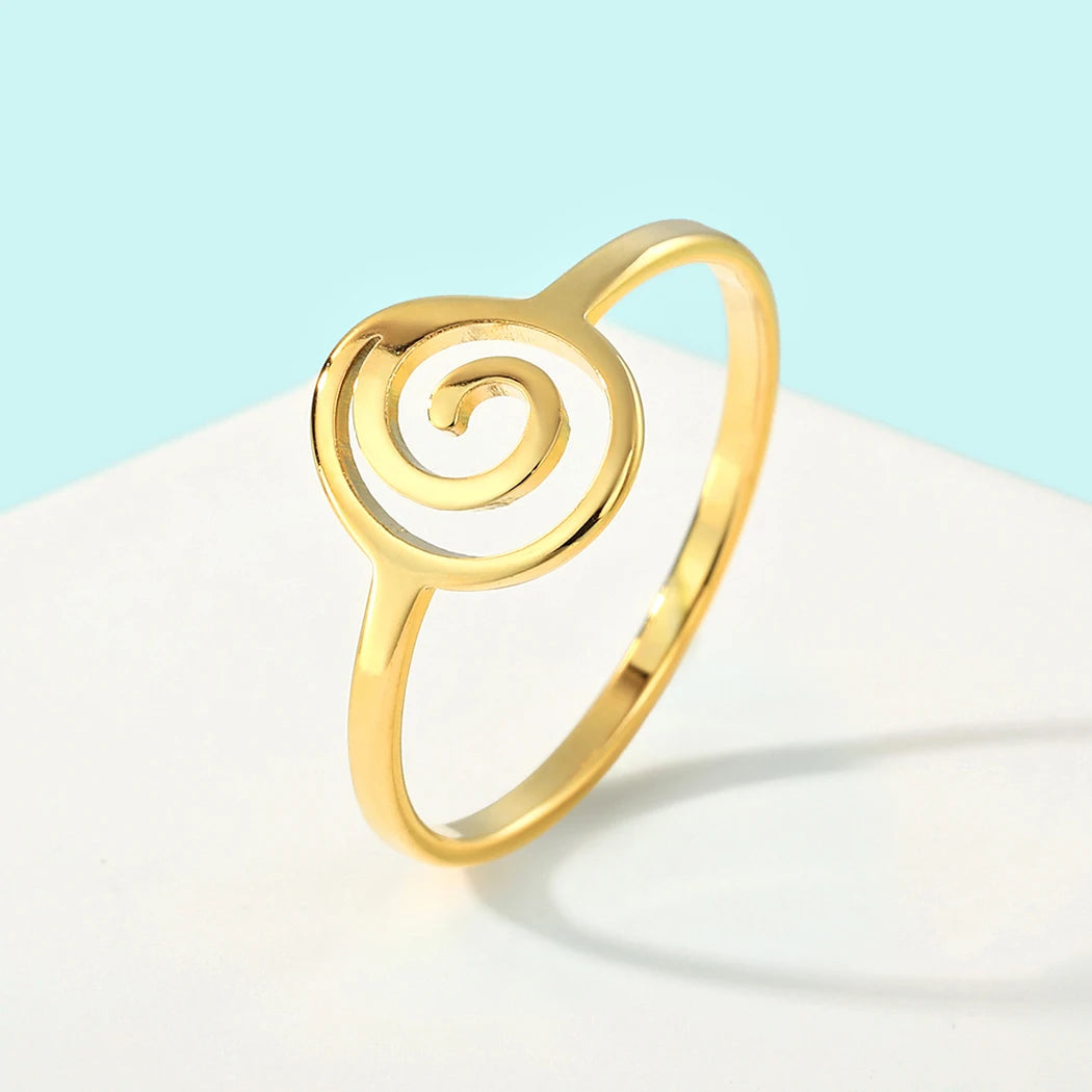 Geometrischer Spiralenring Gold