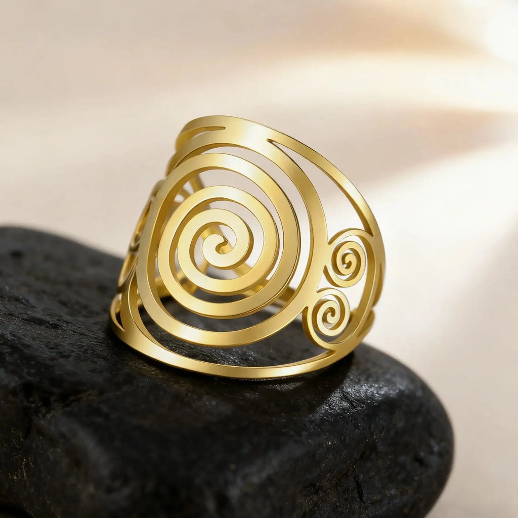 Bred spiralsring til kvinder i guld