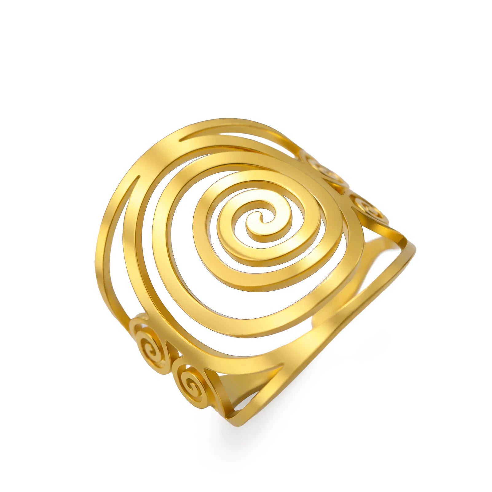 Bred spiralsring til kvinder i guld