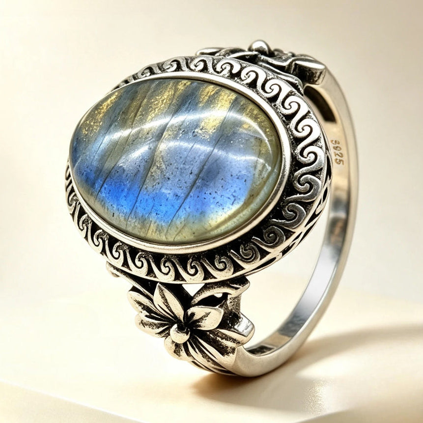 Bague style ancien labradorite