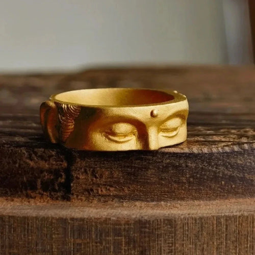 Anello Testa di Buddha oro