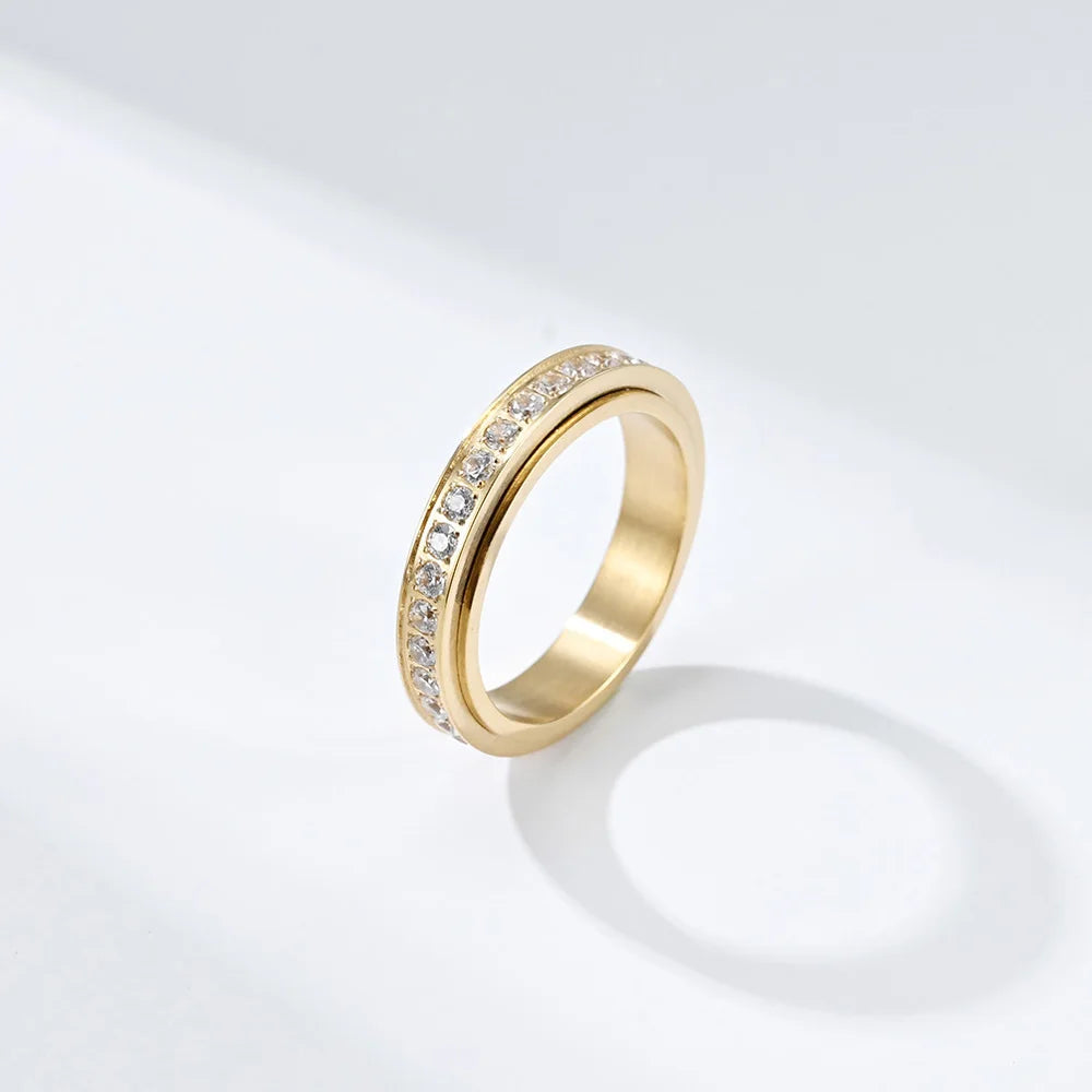 Bague Tournante Anti-Stress avec Zircon