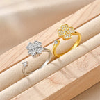 Bague trèfe porte-bonheur anti-stress rotative