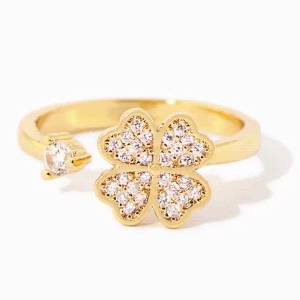 Bague trèfe porte-bonheur anti-stress rotative