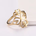 Durchbrochener Kleeblatt-Ring mit vier Herzen aus Gold