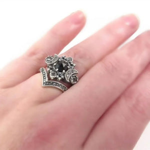 Bague Triple Lune Sorcellerie Femme Wiccan noir