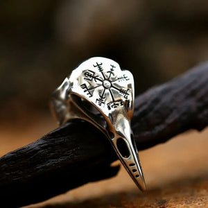 Bague Viking Crâne Corbeau d'Odin