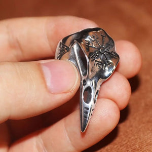 Bague Viking Crâne Corbeau d'Odin