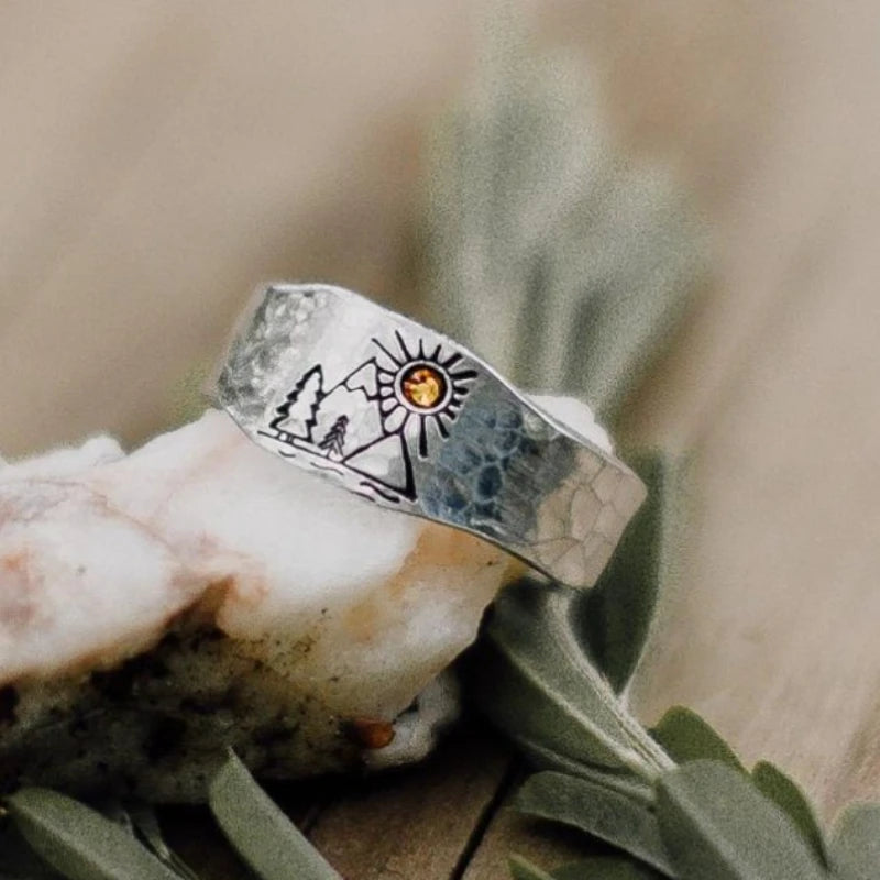 Bague Vintage Montagnes et Soleil