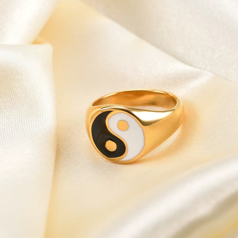 Vyrų ir moterų Yin Yang žiedas 