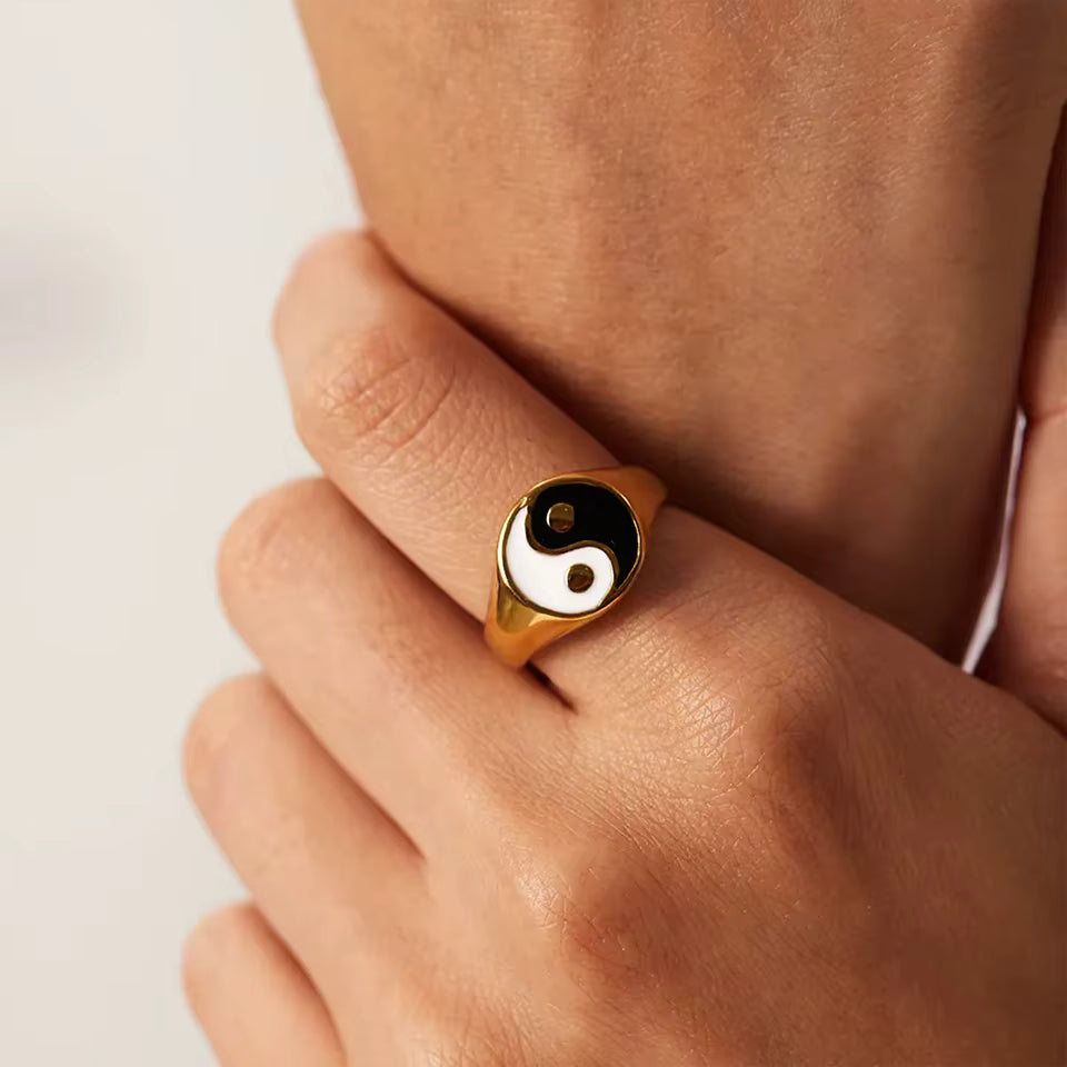 Vyrų ir moterų Yin Yang žiedas 