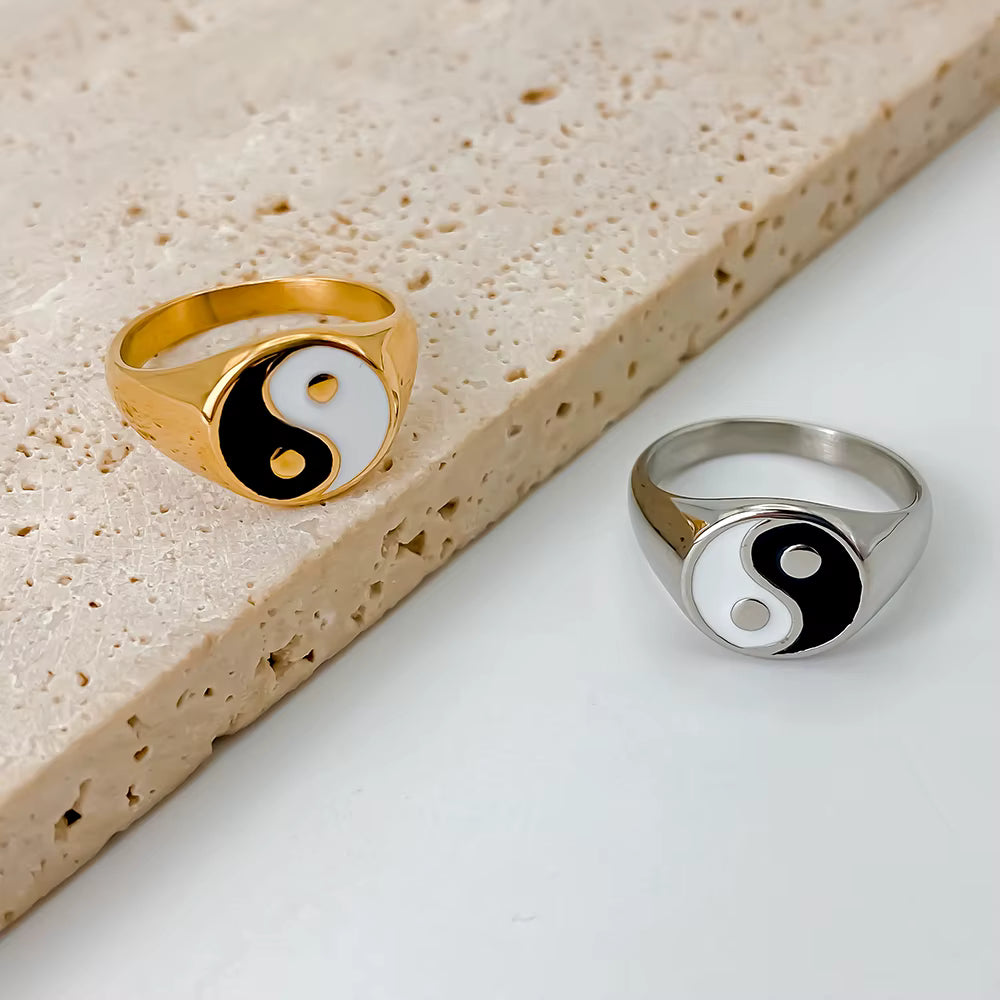 Vyrų ir moterų Yin Yang žiedas 