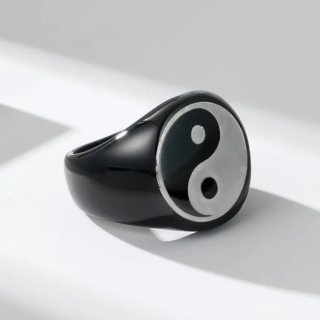 Bague Yin Yang pour Homme noir
