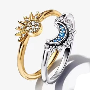 Bagues pour Couples Anneau Soleil en Zircon soleil et lune