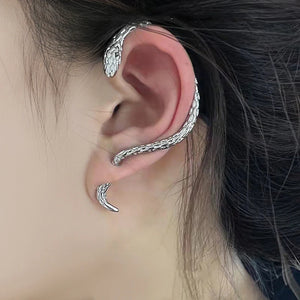 Boucle d'Oreille Longue Serpent argent