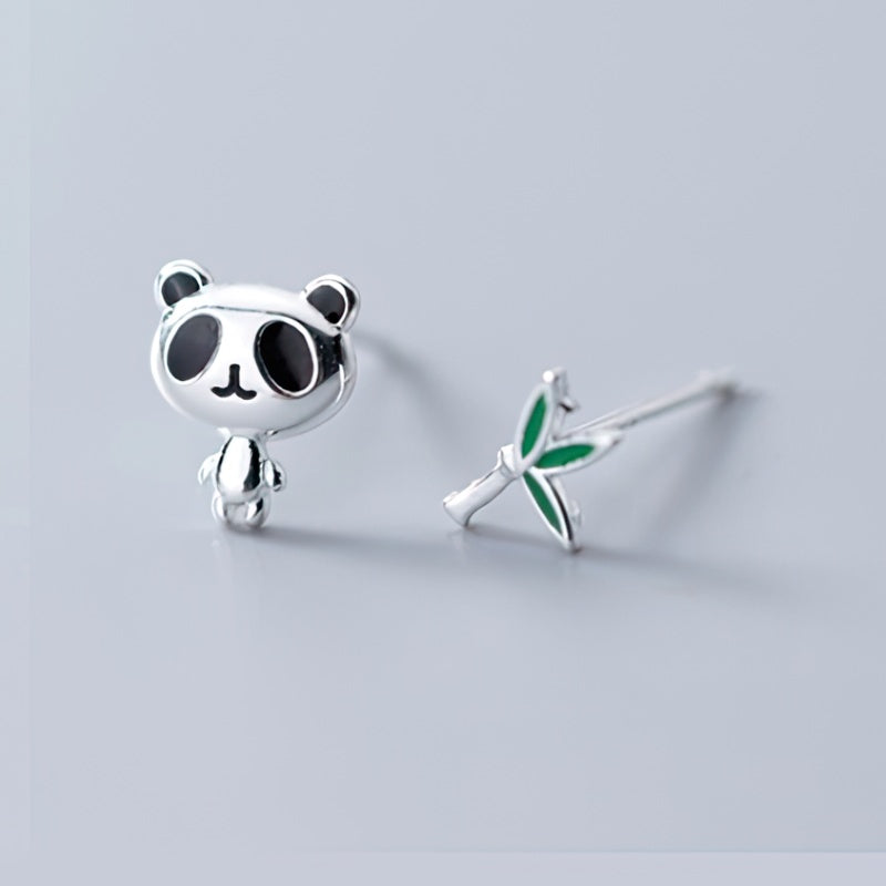Boucle d'Oreille Panda en Argent