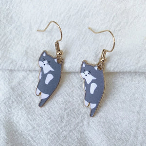 Boucles d'Oreille Chat Cute gris