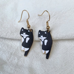 Boucles d'Oreille Chat Cute noir