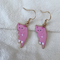 Brincos Gato Cute rosa