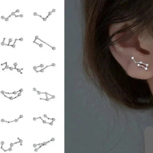 Boucles d'Oreilles 12 Constellations Signe du Zodiaque Femme