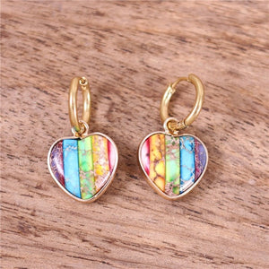 Boucles d'Oreilles 7 Chakras Pierres Femme