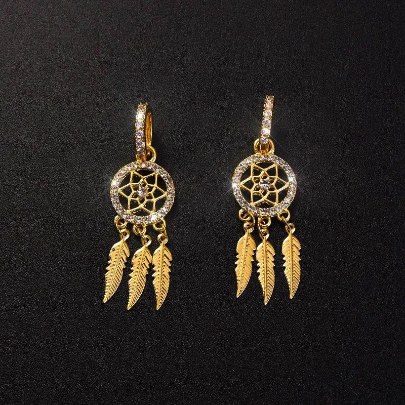 Boucles d'oreilles à pendentif attrape-rêve