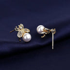 Boucles d'oreilles abeille et perle