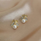 Boucles d'oreilles abeille et perle
