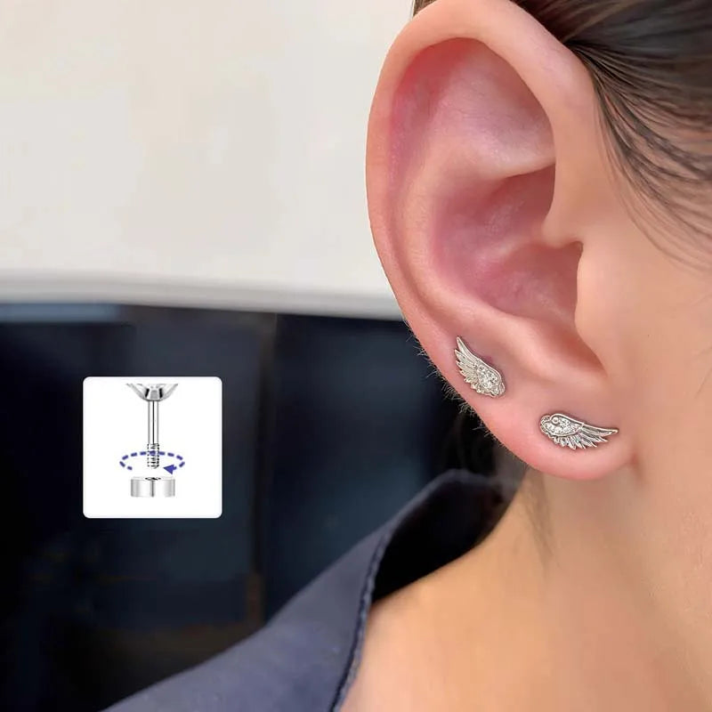 Boucles d'oreilles ailes d'ange blanc