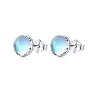 Boucles d'Oreilles Argent Femme Pierre de Lune Clou