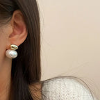 Double pearl silver earrings