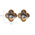 Boucles d'Oreilles Clou avec Trèfle à 4 Feuilles en Pierre Naturelle
