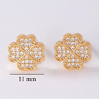 Boucles d'Oreilles Clou avec Trèfle à 4 Feuilles en Zircon