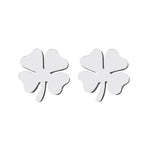 Boucles d'Oreilles Clou avec Trèfle à 4 Feuilles Porte Bonheur argent
