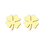 Boucles d'Oreilles Clou avec Trèfle à 4 Feuilles Porte Bonheur or