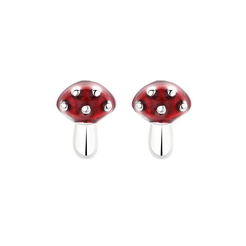 Boucles d'Oreilles Clou Champignon argent