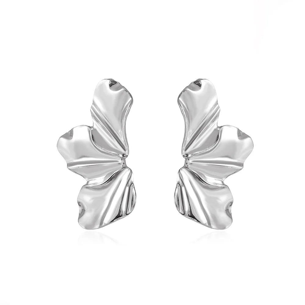 Boucles d'Oreilles Clou Demi-Fleur argent